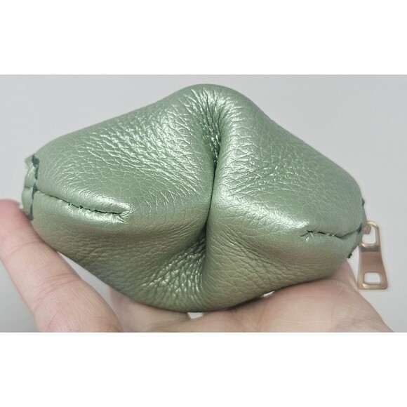 Portland Leather Goods Mini Fortune Cookie Coin Pouch Mint Metallic Green NWOT - Picture 6 of 10